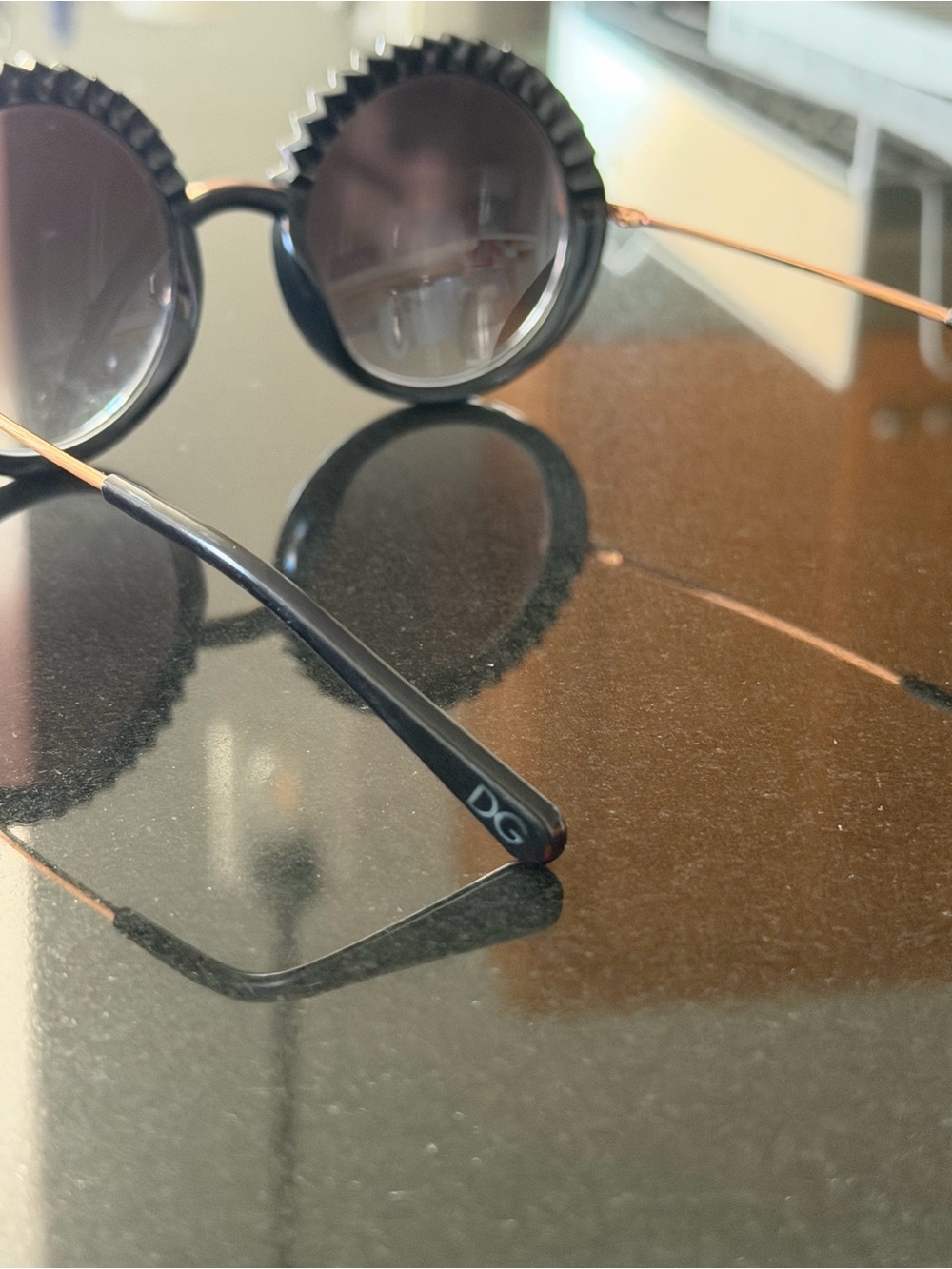 Dolce&Gabbana DG6130 Sunglasses in Black with Rose Gold Temples - Picture 5 of 11
